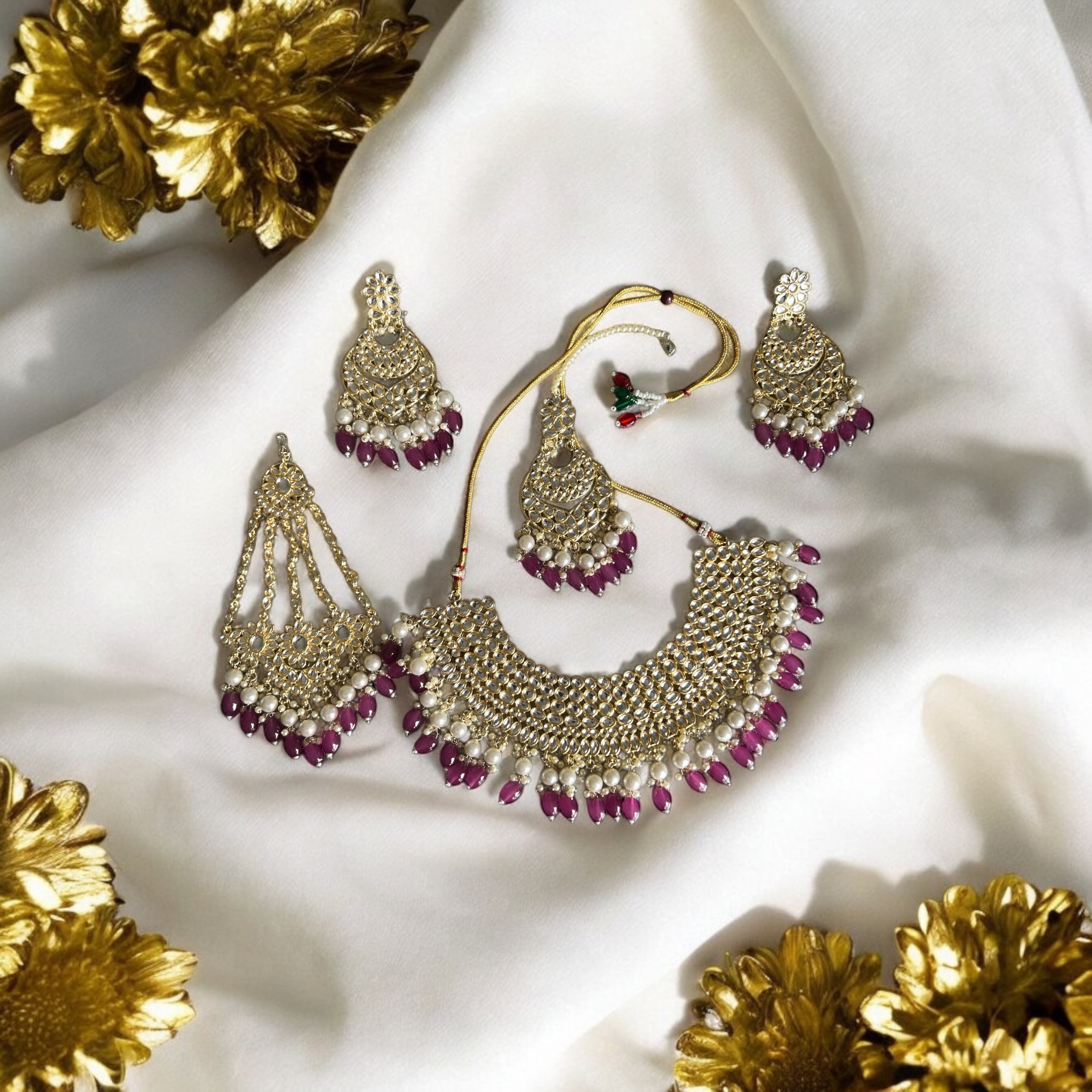 Dull Purple Kundan Necklace Set – Understated Royalty