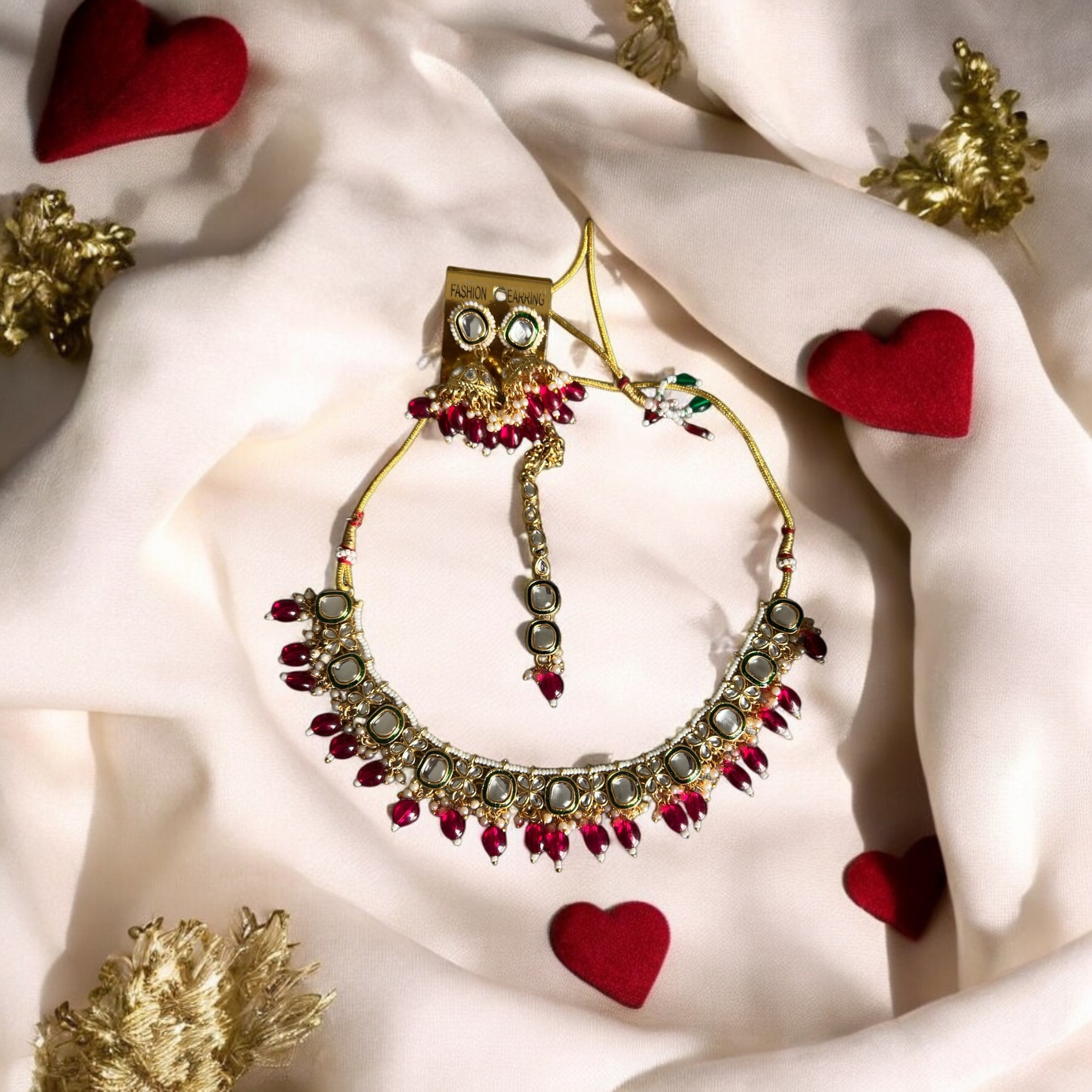 Magenta Kundan Necklace Set – Bold Beauty with a Royal Heart