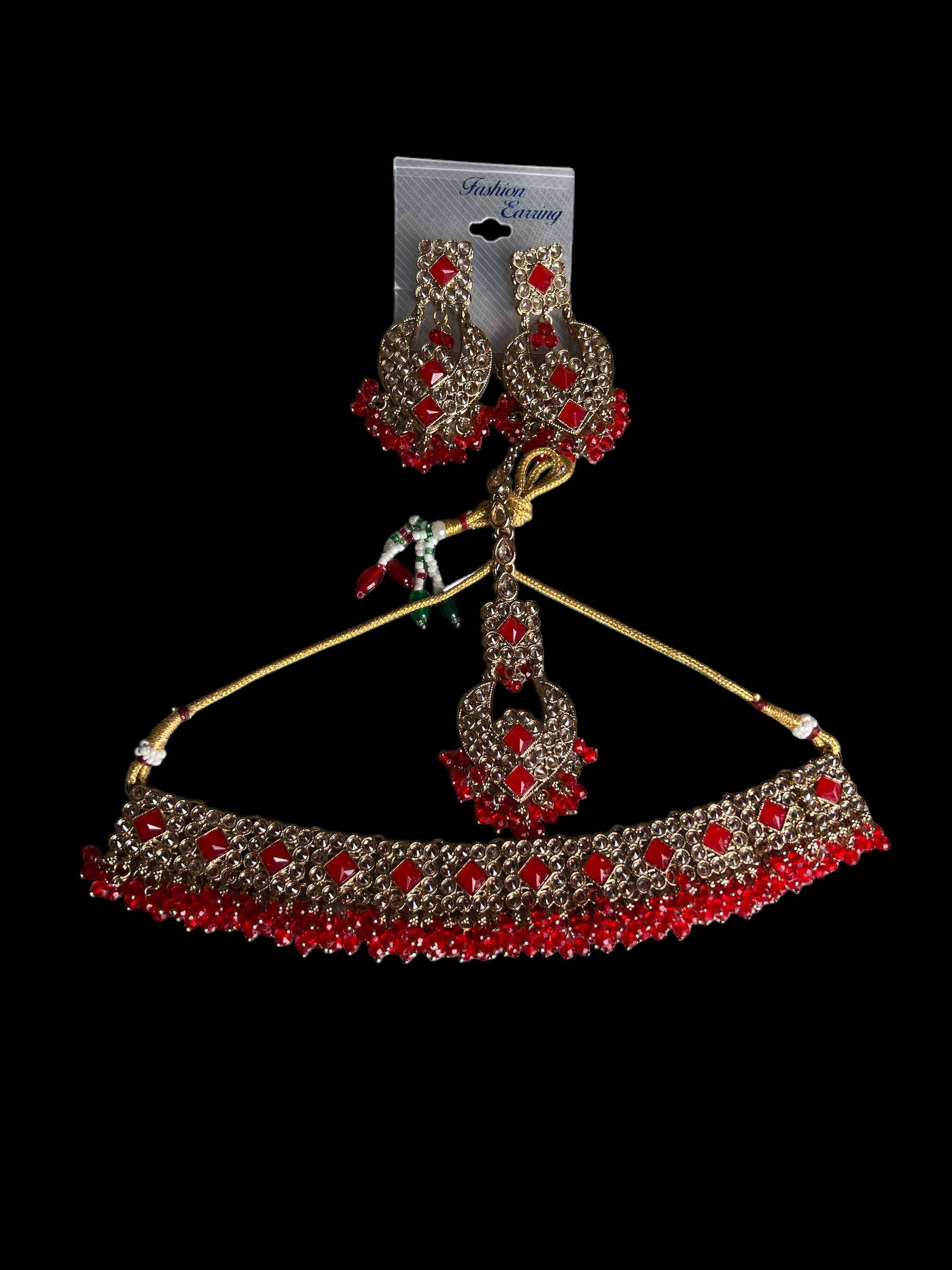 Red & Gold Necklace Set – Bold Tradition, Timeless Beauty