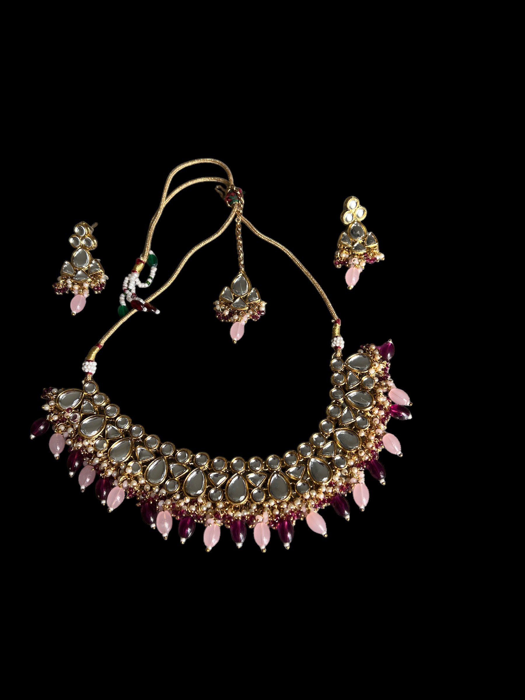 Baby Pink & Purple Necklace Set – Soft Glamour, Sweet Royalty
