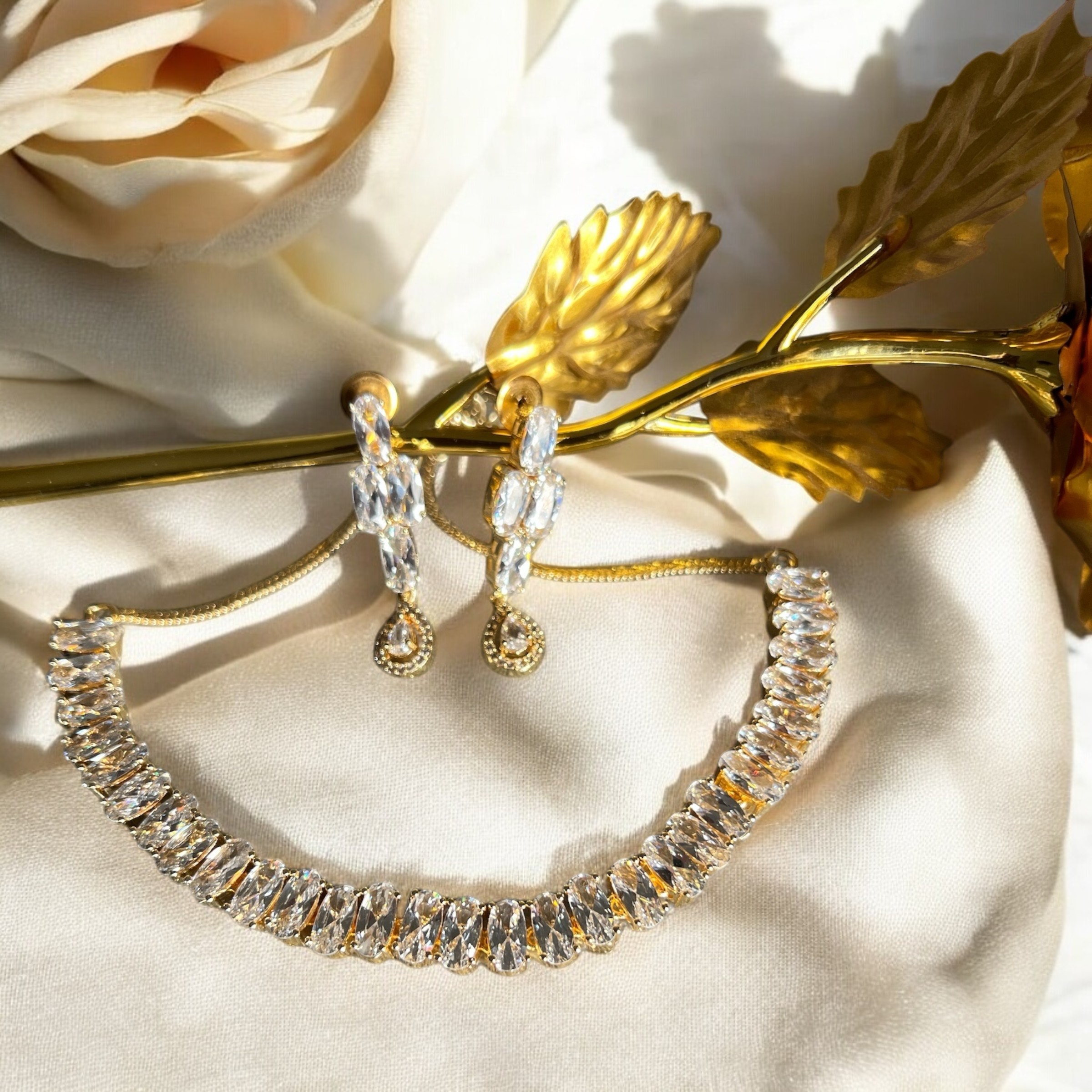 Golden Tone AD Premium Pendant Set – Sparkle in Simplicity