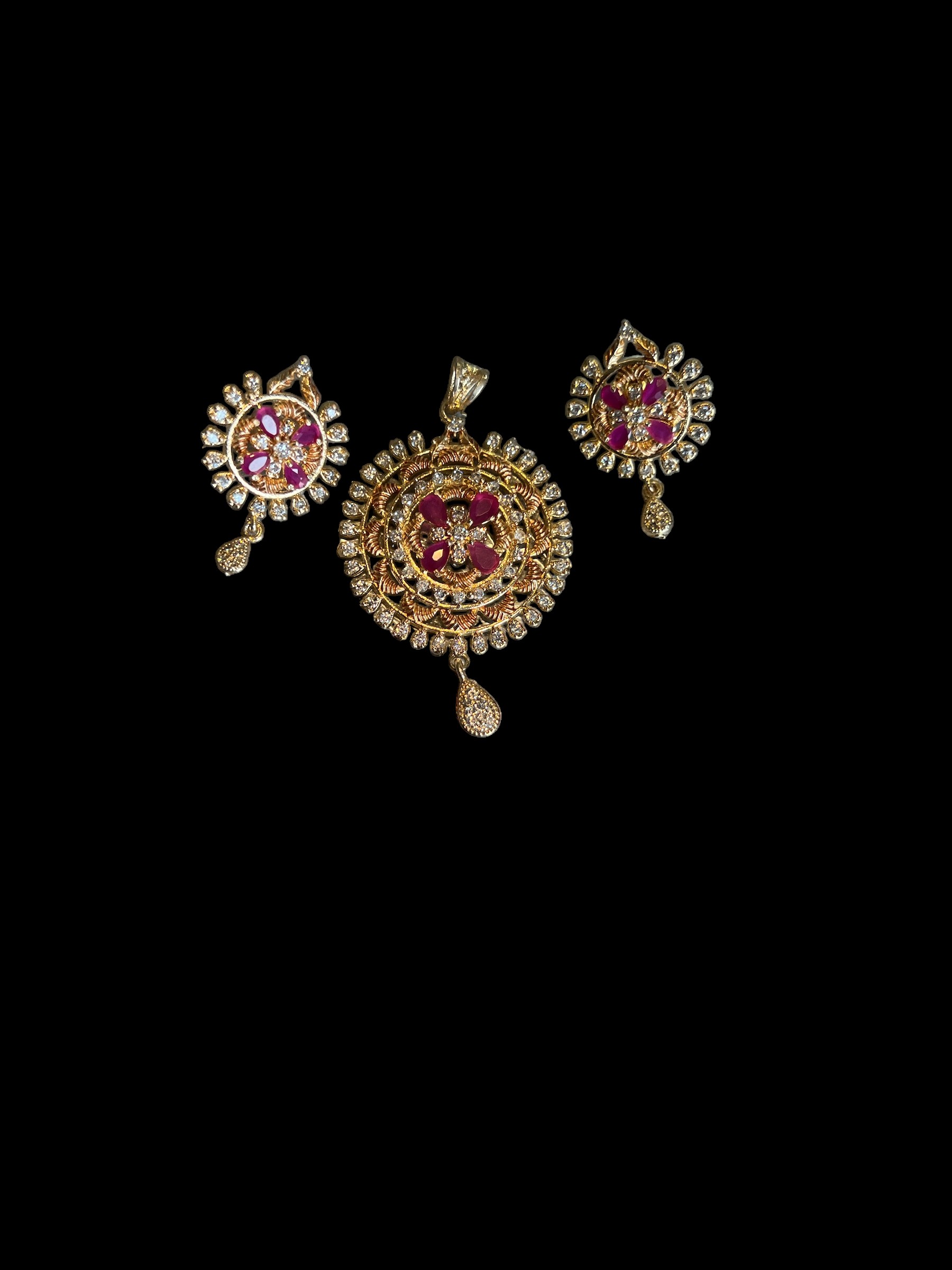 Pink & White AD Premium Pendant Set – Feminine Sparkle with a Hint of Romance